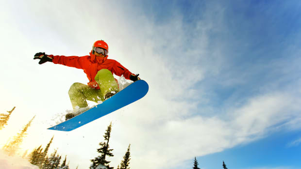 a person snow boarding.