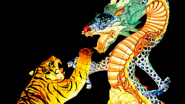 dragon and tiger from a South Korean light festival.