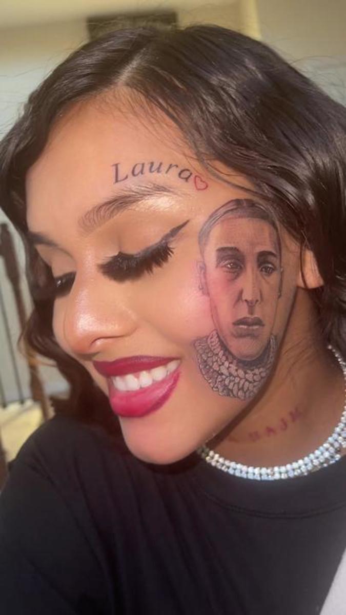 Woman gets partners face tattooed on her cheek  after being cheated on   Mirror Online